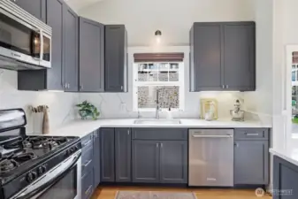 Plenty of counter space and storage here.