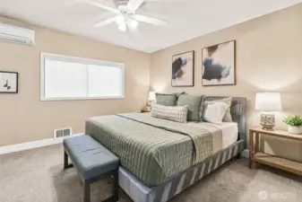 The spacious guest bedroom on the main floor.