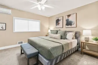 The spacious guest bedroom on the main floor.