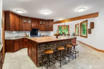Massive island with tons of storage looking towards dining room.