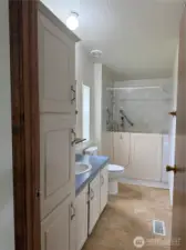 Lots of storage for this bathroom.
