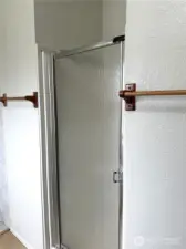 Separate shower.