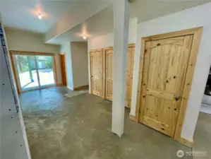 Lower level. Full bath to the right of the slider