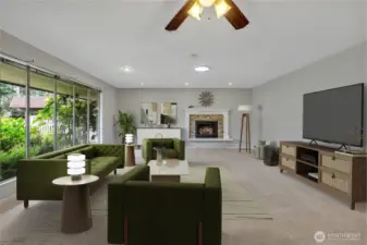 Living room virtually staged