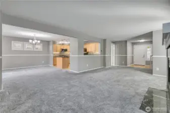 Comfortable, inviting flow between living and dining areas.