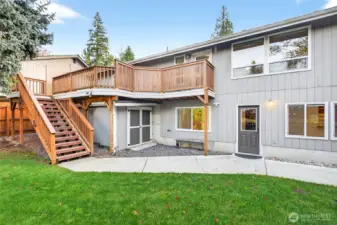 Fully fenced backyard with private entrance to lower unit. Completely separate from main level. Dry storage shed under deck.
