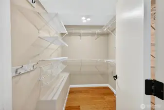 Lower unit walk-in closet in bedroom.
