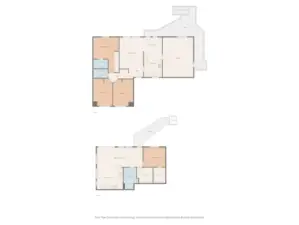 Top layout is 3 bed 2 bath main level. Lower layout is lower unit w 1 bed, 1 bath.