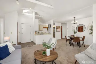 Looking toward the entry and kitchen