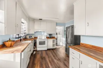 New floors and butcherblock countertops