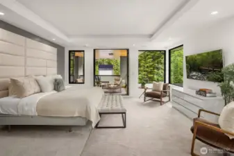 The spacious primary suite offers a private retreat with an abundance of light and your own private heated patio -great for beginning and ending each day!