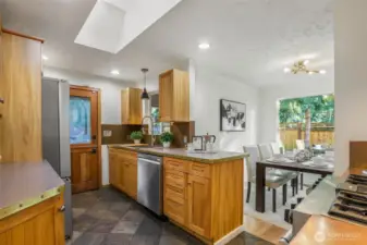 Access to the back yard from the kitchen