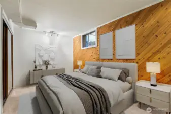 Downstairs bedroom virtually staged