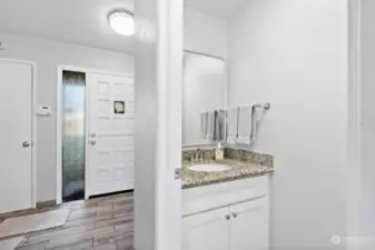 The main floor 1/2 bath vanity.