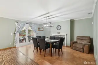 Dining room and fireplace
