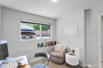 Home office with windows
