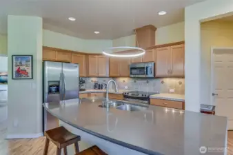 Full suite of stainless steel appliances.