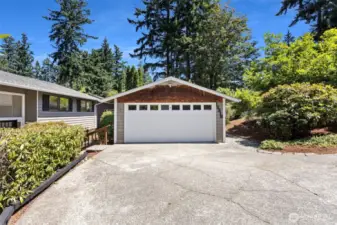 Front with 2 car garage