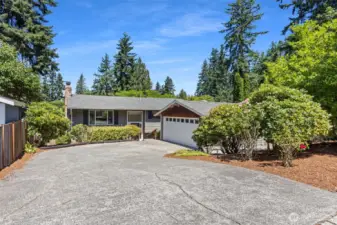 Front with 2 car garage