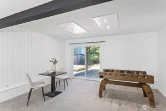Family room with fireplace
