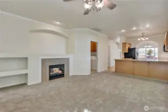 Laundry room just off the kitchen with pocket door for quiet ~