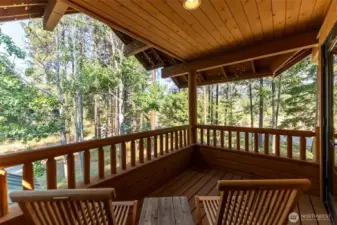 Covered balcony retreat off the primary suite, perfect for morning coffee or evening sunsets.  Maybe drag the mattress for a sleepout under the stars.