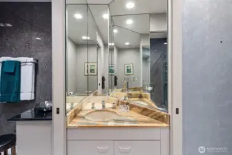 3/4 bath with vanity on main level