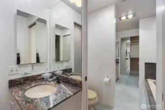 3/4 bath right off primary bath and 3rd bedroom