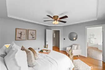 Suite Living. The primary bedroom is designed for convenience and style, featuring direct access to a spa-like ensuite bathroom. The walk-in layout and generous proportions ensure you have all the space you need to start and end your day in comfort.