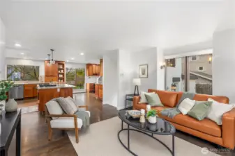 The inviting family room just off the kitchen creates a seamless gathering space perfect for everyday living and entertaining.