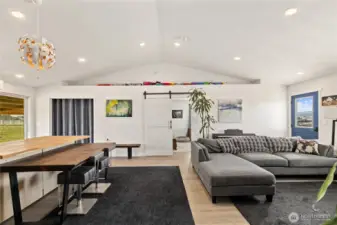 Hallway view of the living room to the Primary bedroom.