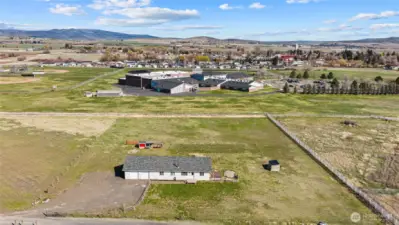 Aerial of the home, the property is next to Kittitas High School.