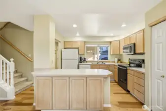 Extra storage under kitchen counter.