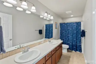 Shared Bathroom with dual sink vanity