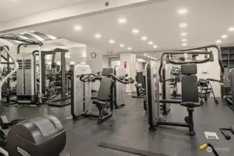 The community workout space is fully stocked with any equipment you might hope to utilize.