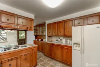 open kitchen with lots of storage