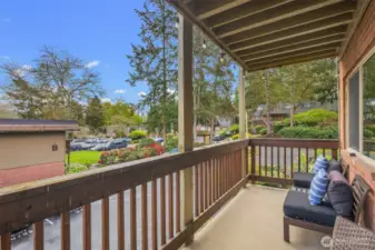 Room for cafe dining table on deck