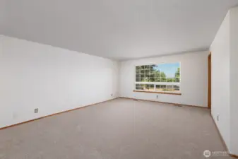 Upstairs living room, with a great view out the window
