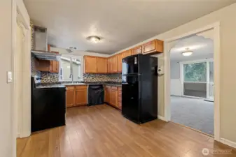 Cute kitchen space, ready for your dishwasher or more cabinet space