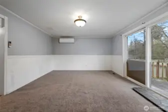 Mini Split, new carpet and deck off living room