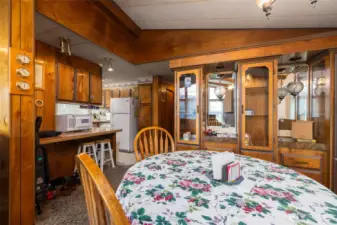 Dining room with a built in hutch