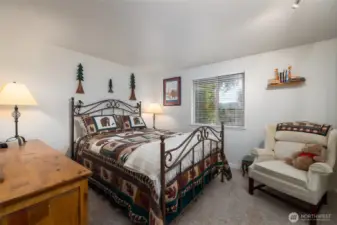 Second bedroom with closet organizer.