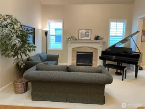 Photo taken by Seller prior to Tenant Occupancy. Beautiful gas fireplace with tiled surround