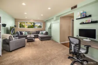 Spacious lower level with room for media room and office.
