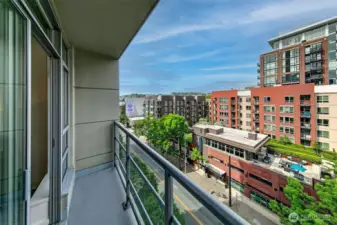 2nd balcony, overlooking first. Notice Queen Anne to the north. This is within close proximity to Climate Pledge Arena (but not so close that parking is a challenge).
