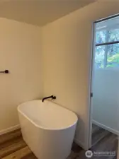 Ensuite soaking tub and a walk-in closet