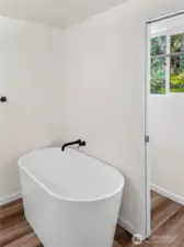 Ensuite soaking tub and a walk-in closet