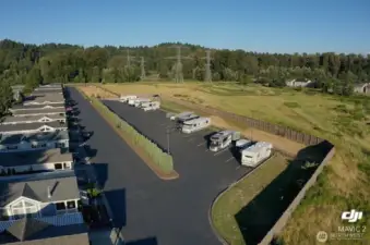 overlook of RV parking and dog park