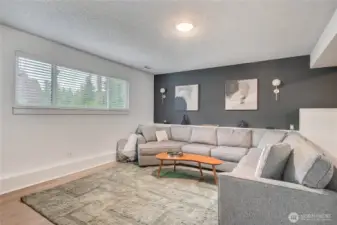 Oversized room downstairs that can be used for a family room or media room.