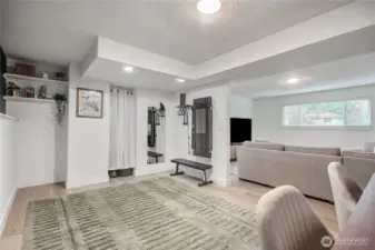 Massive downstairs area with an additional room that can be a gym or rec room.